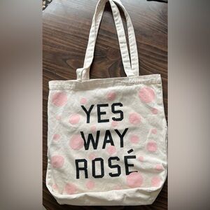 Yes Way Rose Cotton Canvas Book Bag Tote Pink and Cream